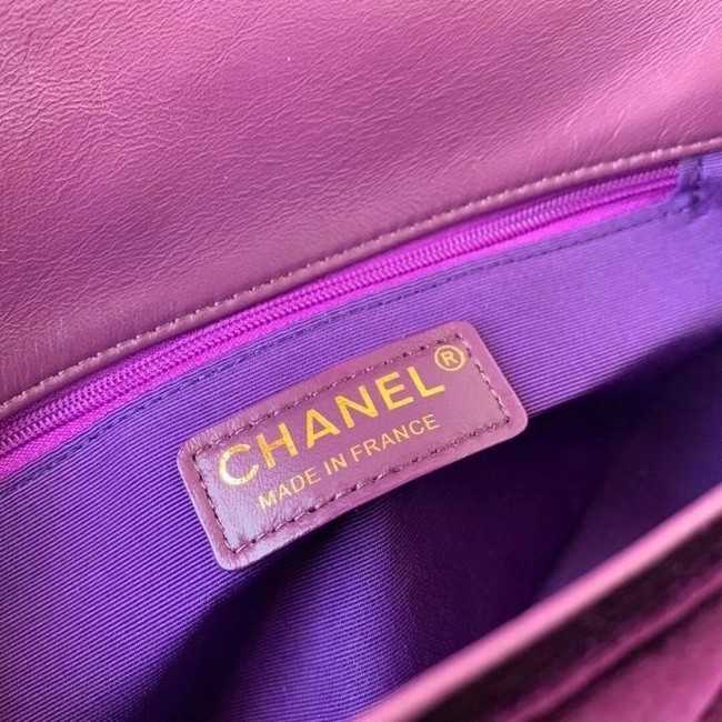 Chanel flap bag velvet & Gold-Tone Metal AS2222 deep purple