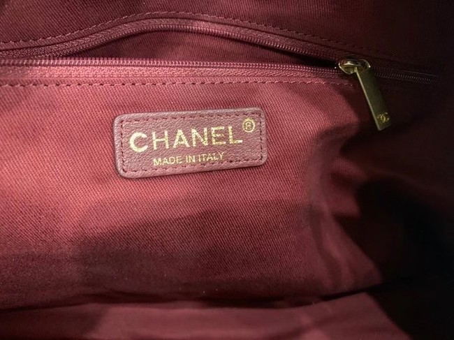 Chanel bowling bag Calfskin & Gold-Tone Metal AS8396 Burgundy