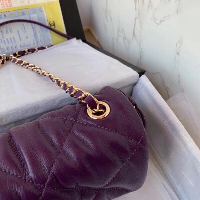 Chanel small flap bag Calfskin & Gold-Tone Metal AS2232 purple