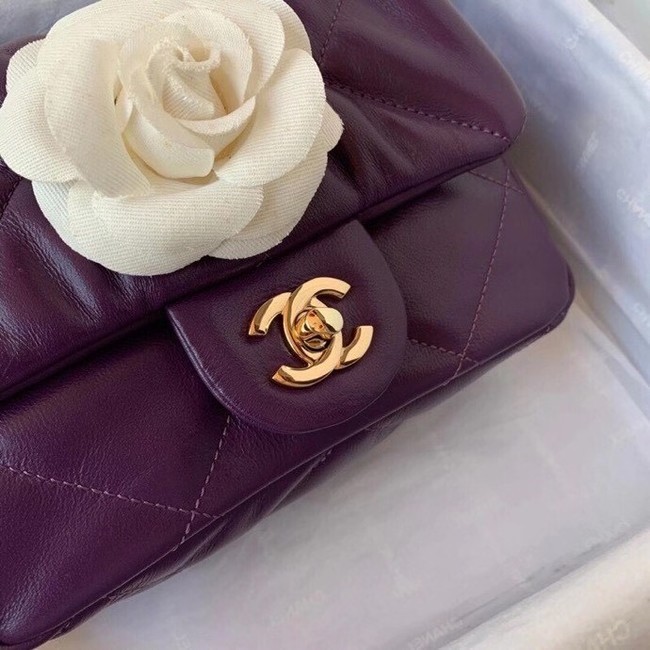 Chanel small flap bag Calfskin & Gold-Tone Metal AS2232 purple