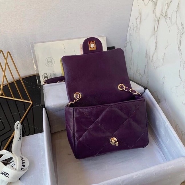 Chanel small flap bag Calfskin & Gold-Tone Metal AS2232 purple