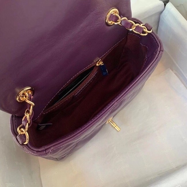 Chanel small flap bag Calfskin & Gold-Tone Metal AS2232 purple