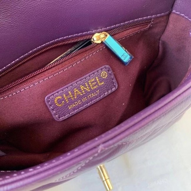 Chanel small flap bag Calfskin & Gold-Tone Metal AS2232 purple