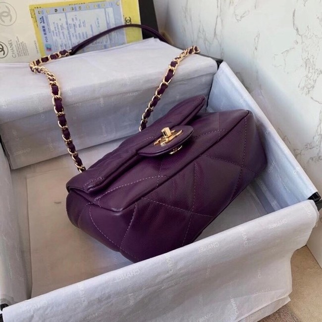 Chanel small flap bag Calfskin & Gold-Tone Metal AS2232 purple