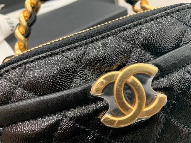 Chanel minil tote bag Sheepskin & Gold-Tone Metal AS2179 black