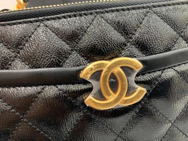 Chanel small tote bag Sheepskin & Gold-Tone Metal AS2178 black