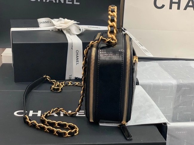 Chanel small tote bag Sheepskin & Gold-Tone Metal AS2178 black