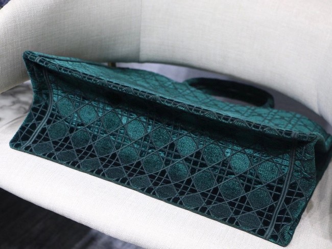 DIOR BOOK TOTE green Cannage Embroidered Velvet M1286Z