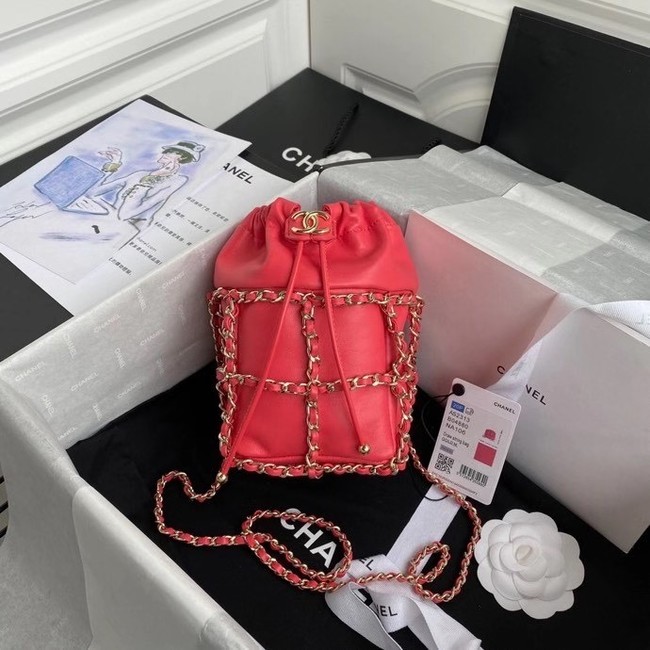 Chanel small drawstring bag Lambskin & Gold Metal AS2313 Coral