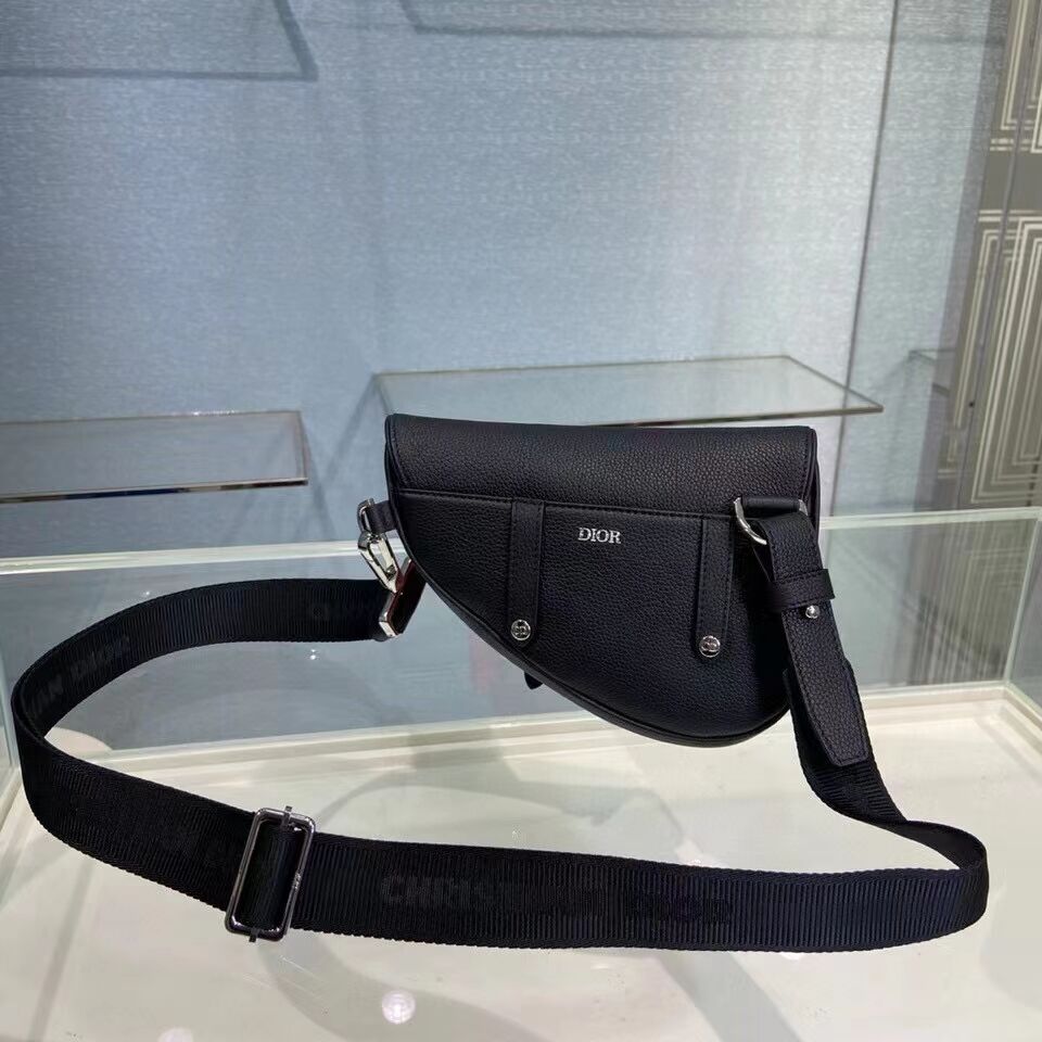 Dior SADDLE BELT POUCH Black Grained Calfskin C2109