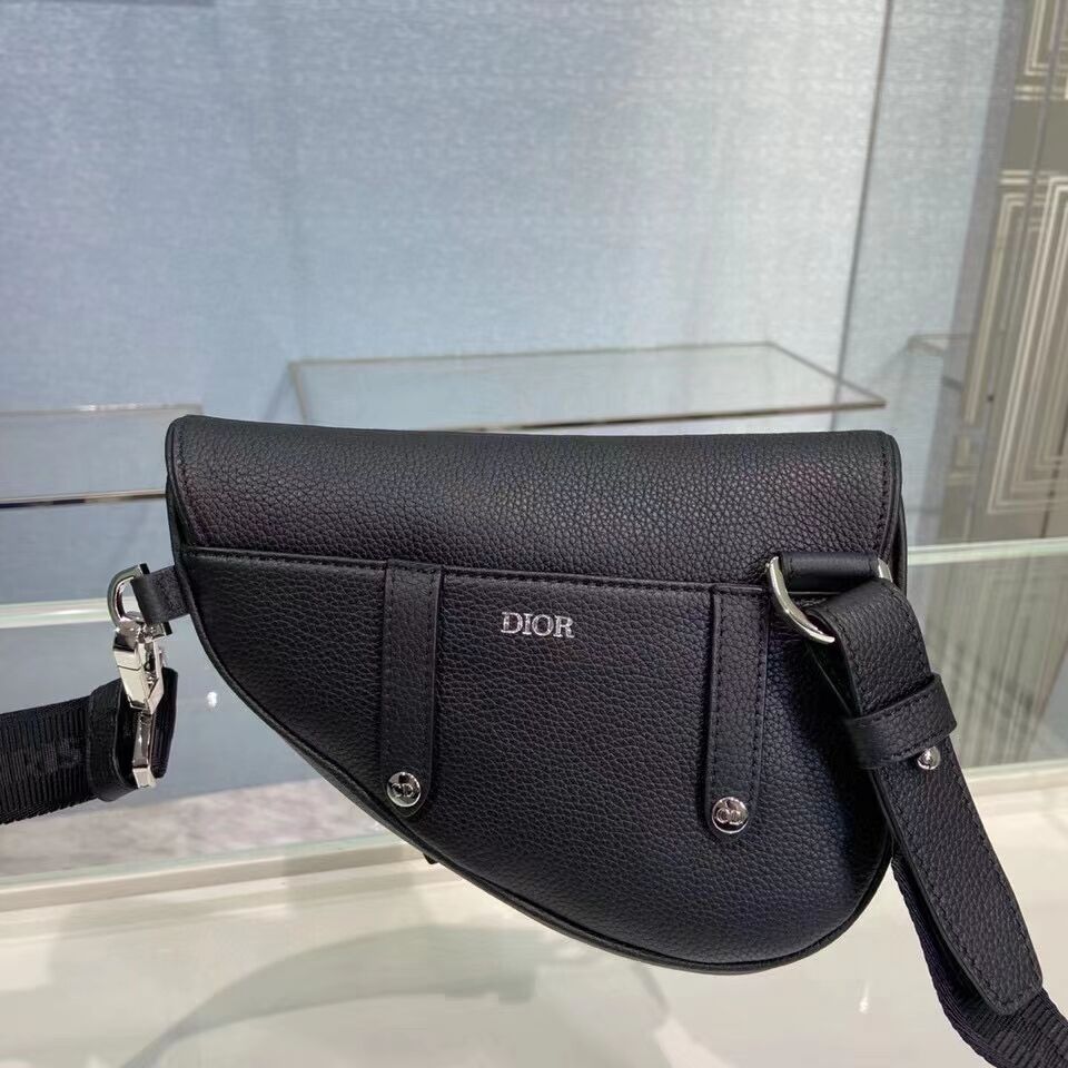 Dior SADDLE BELT POUCH Black Grained Calfskin C2109