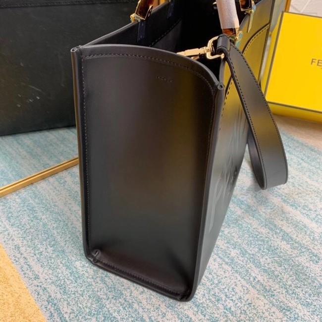 FENDI SUNSHINE MEDIUM black leather shopper 8BH386A