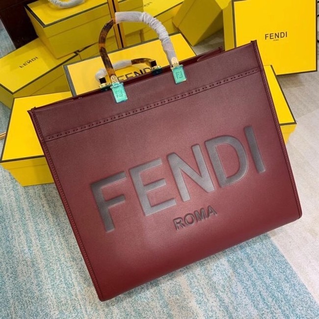 FENDI SUNSHINE large Burgundy leather shopper 8BH387A