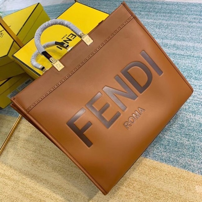 FENDI SUNSHINE large brown leather shopper 8BH387A