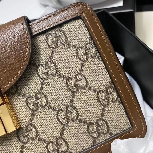 Gucci GG mini bag with clasp closure 614368 brown