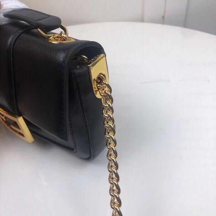 FENDI MINI BAGUETTE CHAIN Black nappa leather bag 8BS045A