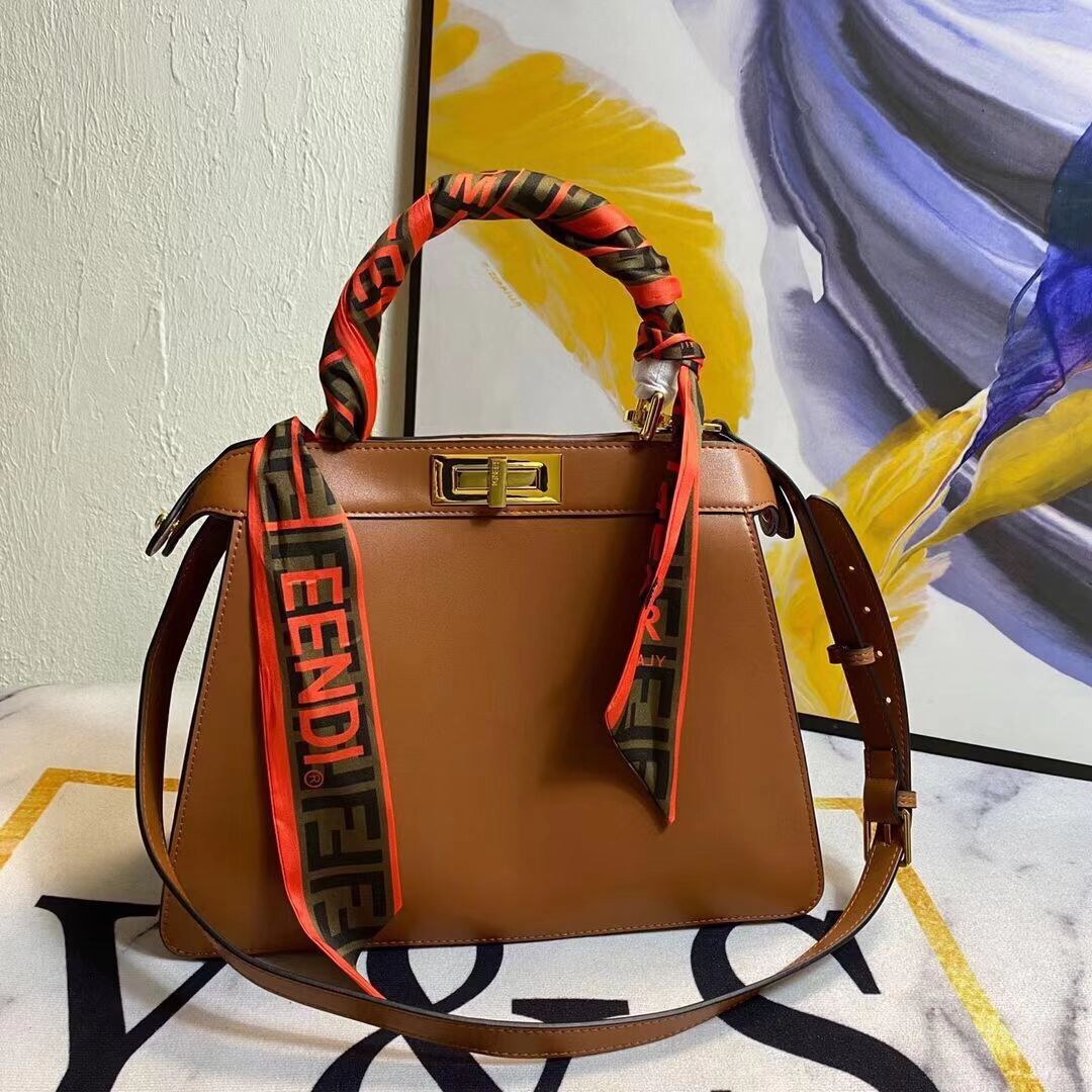 FENDI PEEKABOO ICONIC MEDIUM brown leather bag F6946