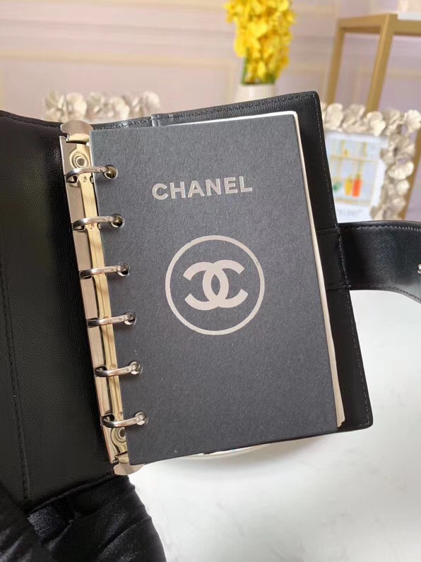 CHANEL sheepskin notebook & Wallet A012 black