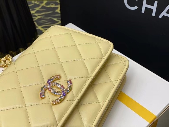 Chanel wallet on chain Grained Calfskin & Laquered Gold-Tone Metal AP2021 yellow