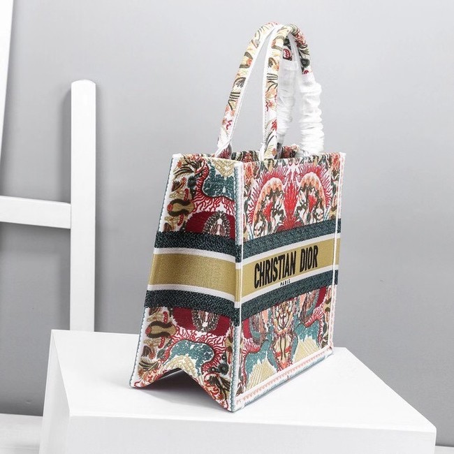 DIOR BOOK TOTE Latte Multicolor Dior Zodiac Embroidery M1287Z-1