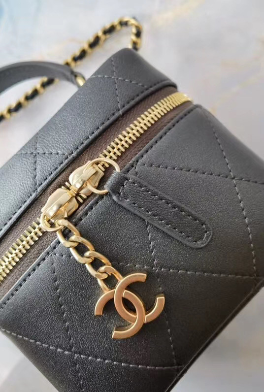 Chanel Lambskin Crystal Calfskin & Gold-Tone Metal AS1889 black 