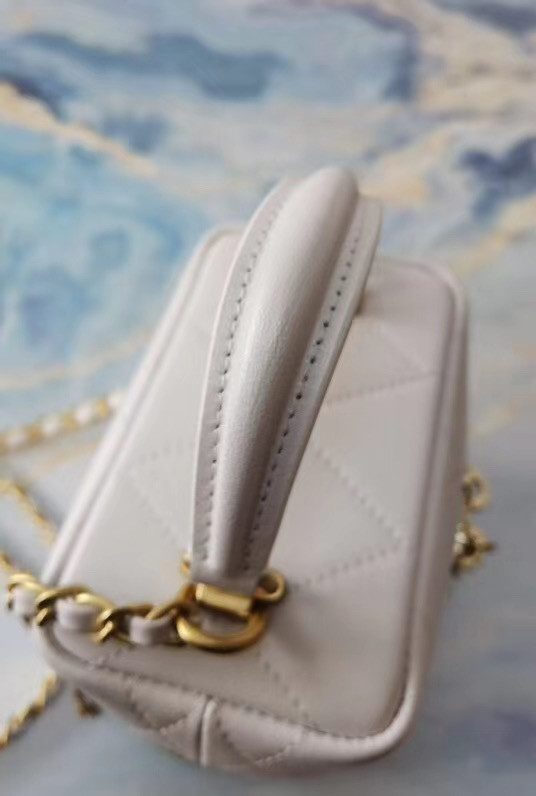 Chanel Lambskin Crystal Calfskin & Gold-Tone Metal AS1889 white