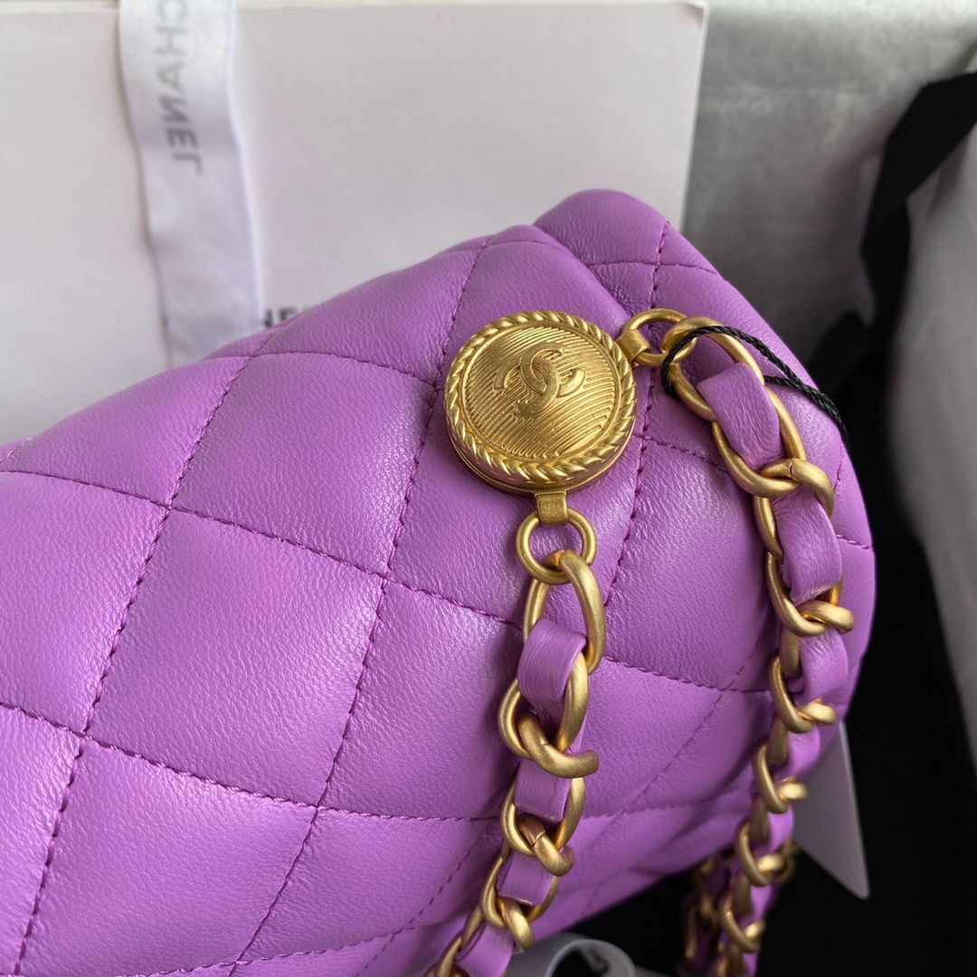 Chanel Flap Bag Sheepskin & Gold-Tone Metal AP1737 Purple