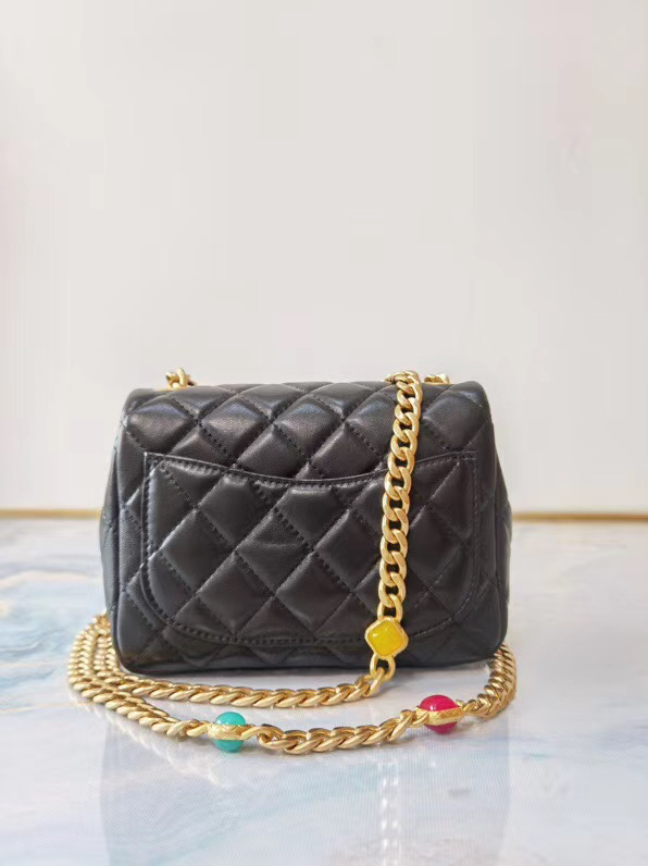 Chanel flap bag Lambskin Resin & Gold-Tone Metal AS2379 Black