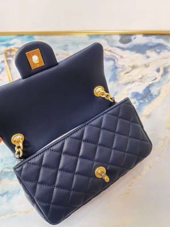 Chanel flap bag Lambskin Resin & Gold-Tone Metal AS2380 Navy