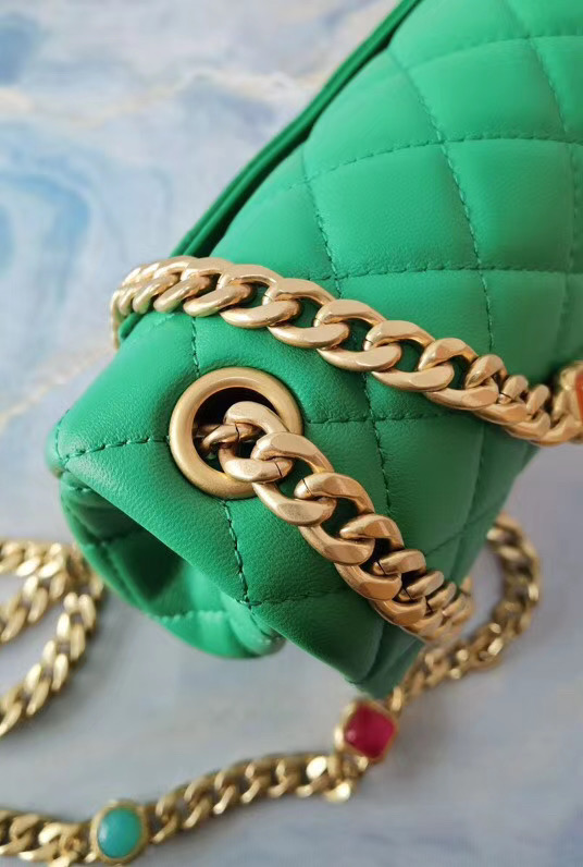 Chanel flap bag Lambskin Resin & Gold-Tone Metal AS2380 green