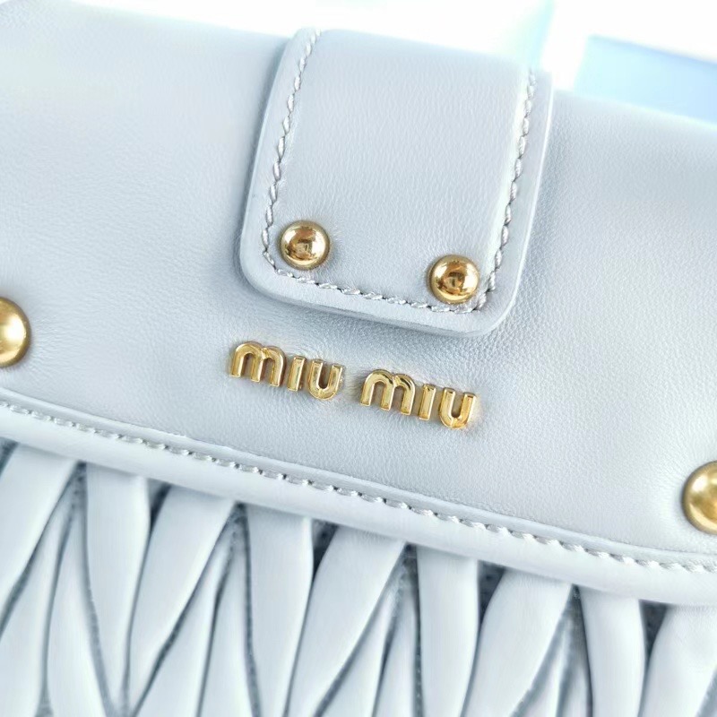 miu miu Matelasse Nappa Leather Top-handle Bag 6998 light blue