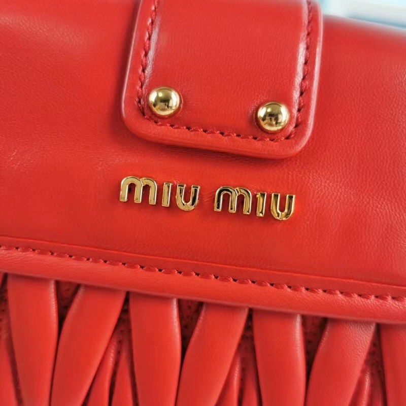 miu miu Matelasse Nappa Leather Top-handle Bag 6998 red