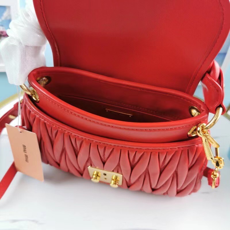 miu miu Matelasse Nappa Leather Top-handle Bag 6998 red