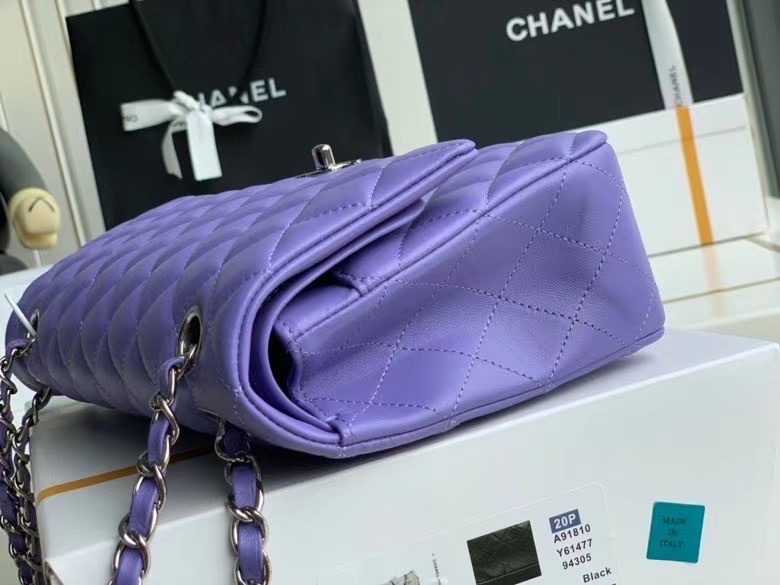 Chanel Flap Shoulder Bag Original Sheepskin leather A1112 Purple