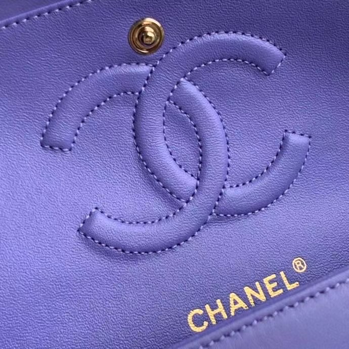 chanel classic handbag Lambskin & gold Metal A01112 Purple