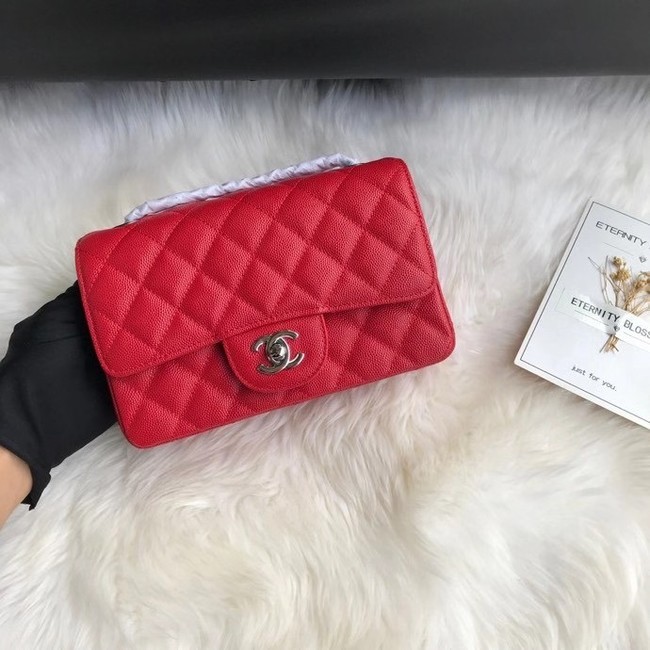 Chanel mini flap bag Grained Calfskin A1116 RED