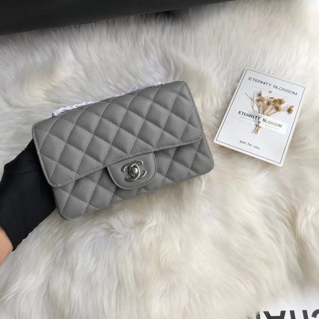 Chanel mini flap bag Grained Calfskin A1116 gray