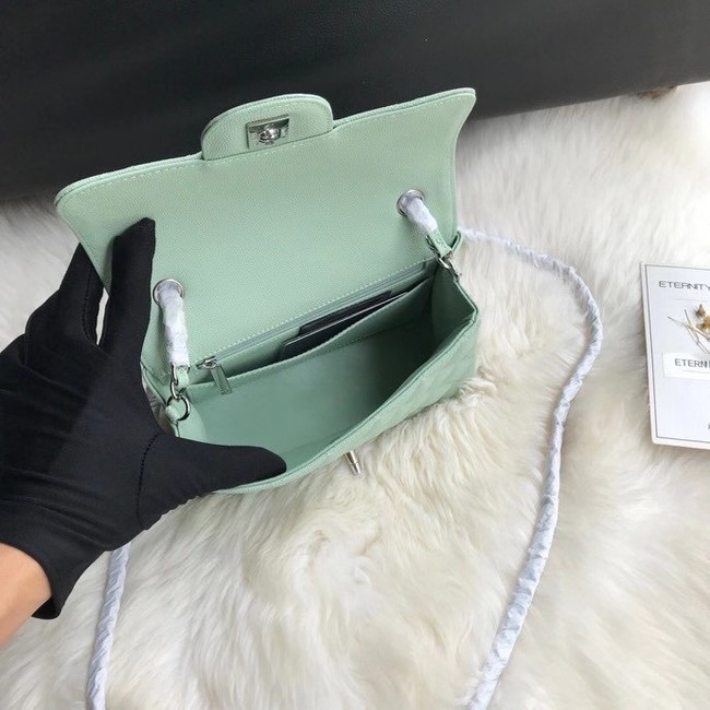 Chanel mini flap bag Grained Calfskin A1116 light green