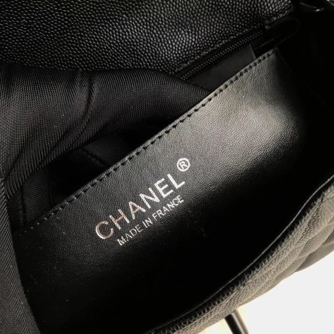 Chanel mini flap bag Grained Calfskin &black-Tone Metal A1116 black 