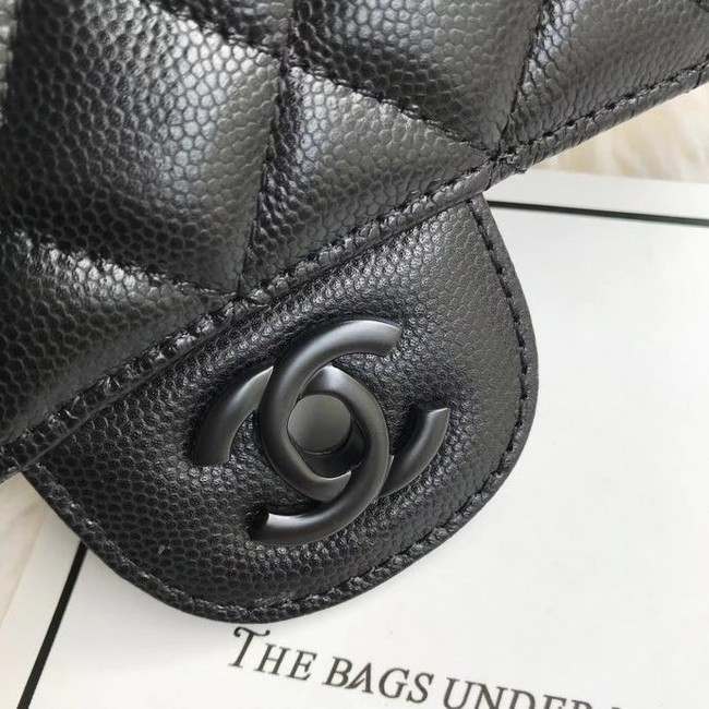 Chanel mini flap bag Grained Calfskin &black-Tone Metal A1116 black 