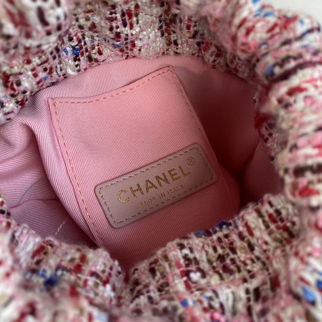 Chanel drawstring bag Lambskin & Gold Metal AS6695 pink