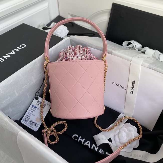 Chanel drawstring bag Lambskin & Gold Metal AS6695 pink