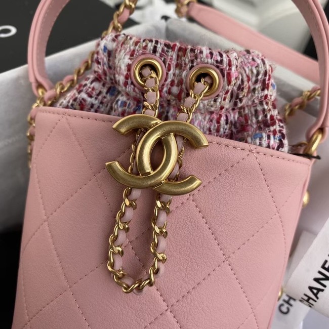 Chanel drawstring bag Lambskin & Gold Metal AS6695 pink