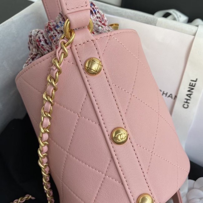 Chanel drawstring bag Lambskin & Gold Metal AS6695 pink