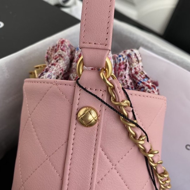 Chanel drawstring bag Lambskin & Gold Metal AS6695 pink