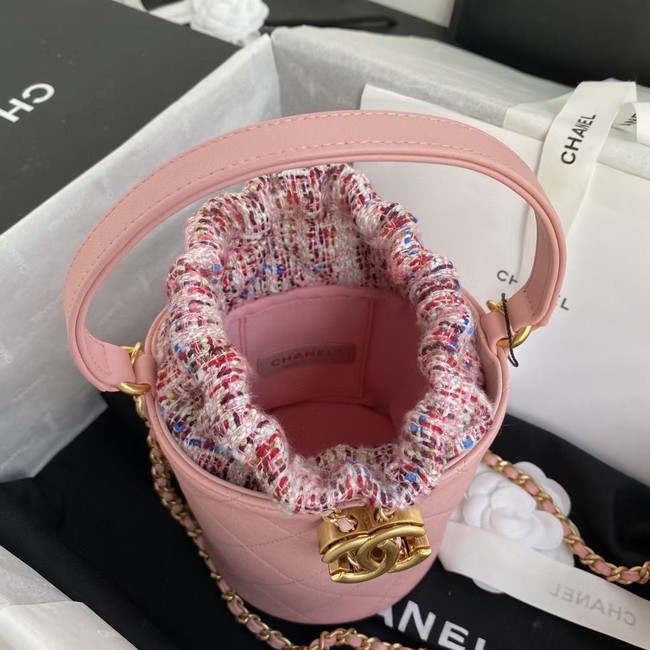 Chanel drawstring bag Lambskin & Gold Metal AS6695 pink