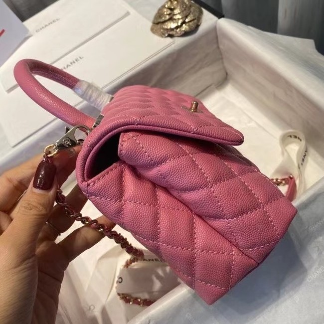 Chanel flap bag with top handle A92990 rose