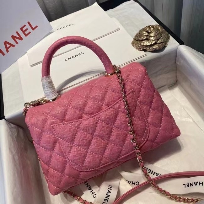 Chanel flap bag with top handle A92990 rose