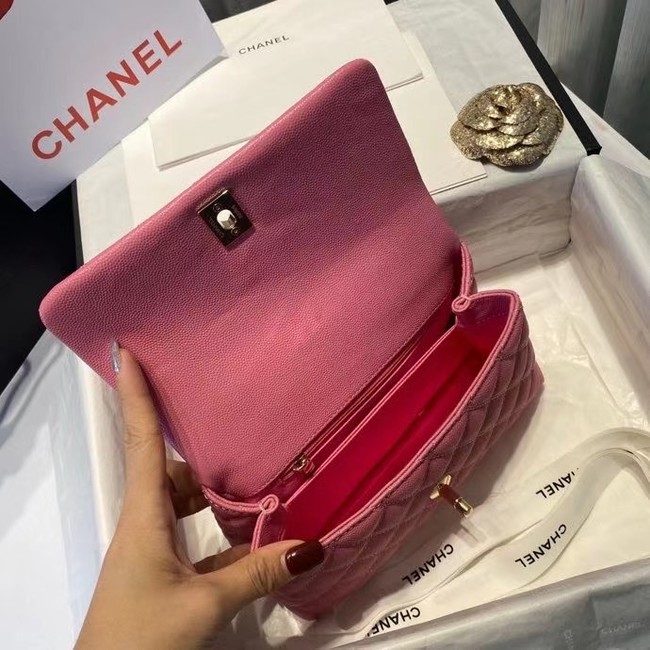 Chanel flap bag with top handle A92990 rose