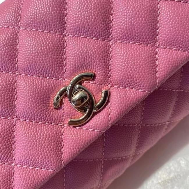 Chanel flap bag with top handle A92990 rose